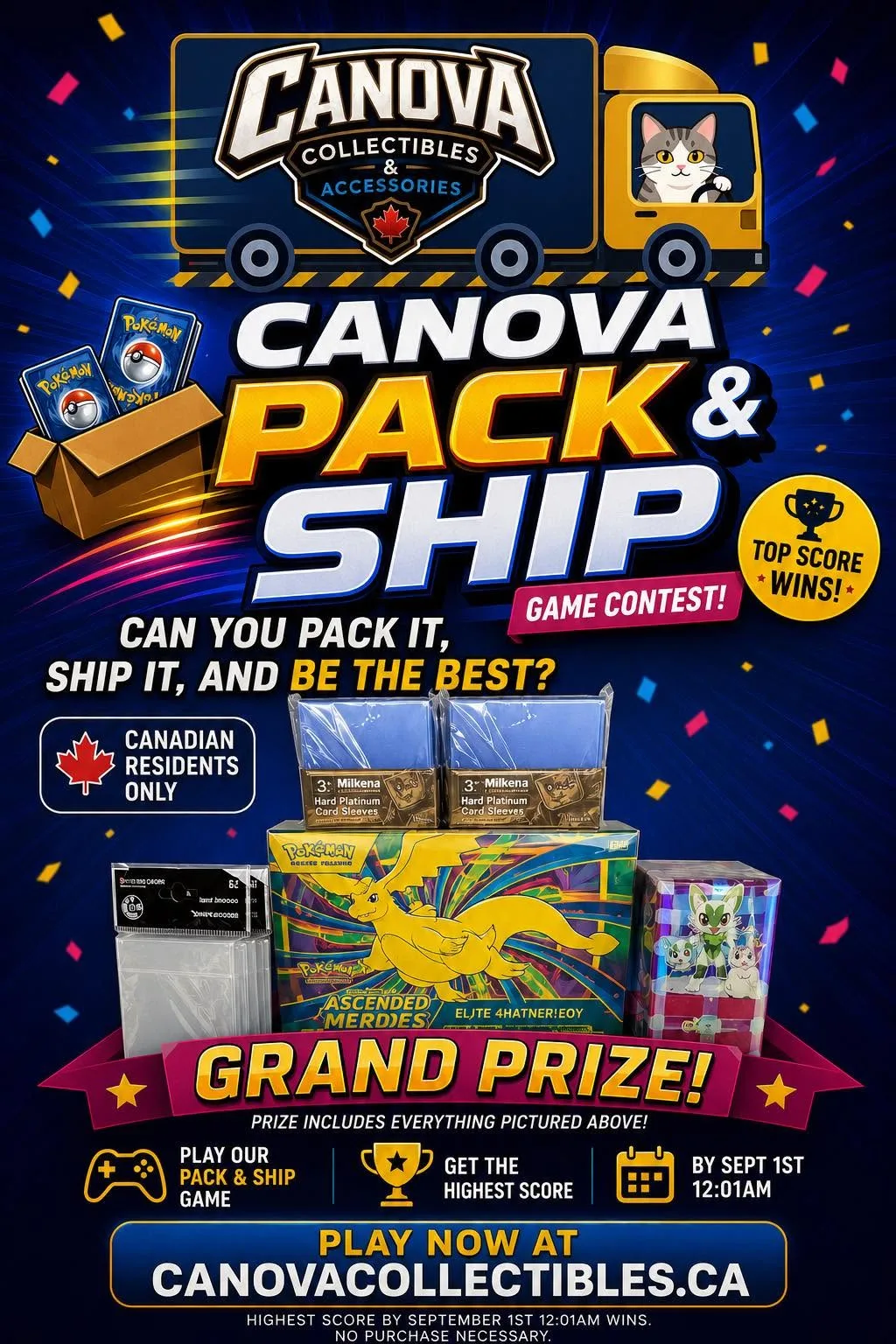 Canova Collectibles Pack and Ship grand prize contest poster